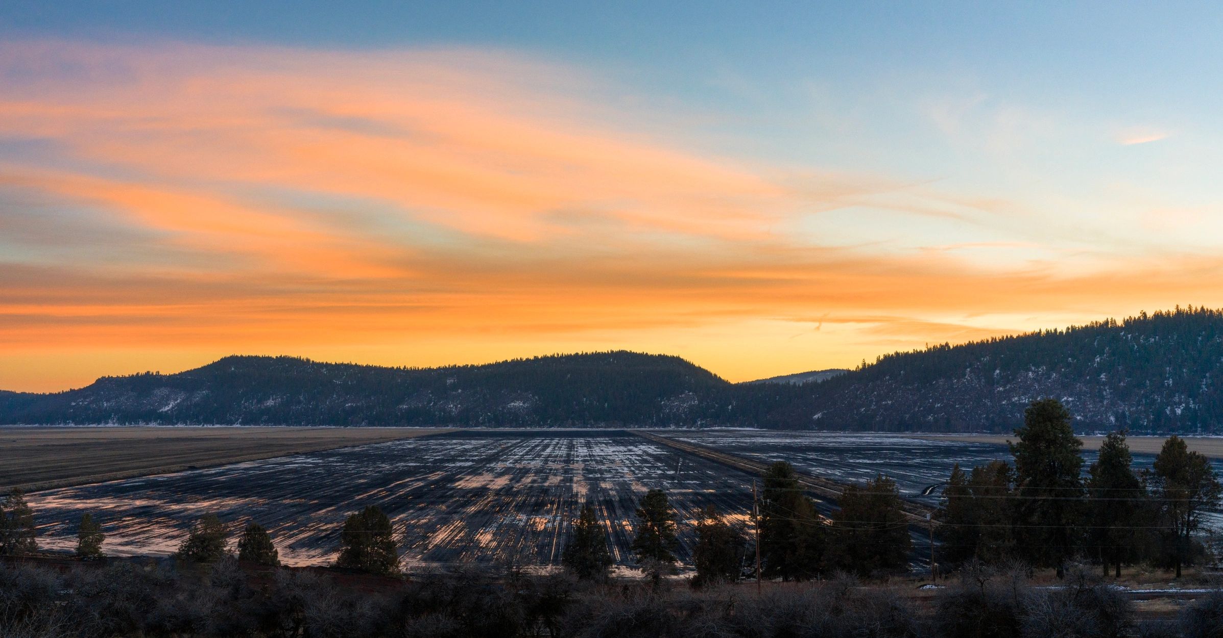 Sunset over a western mountain range