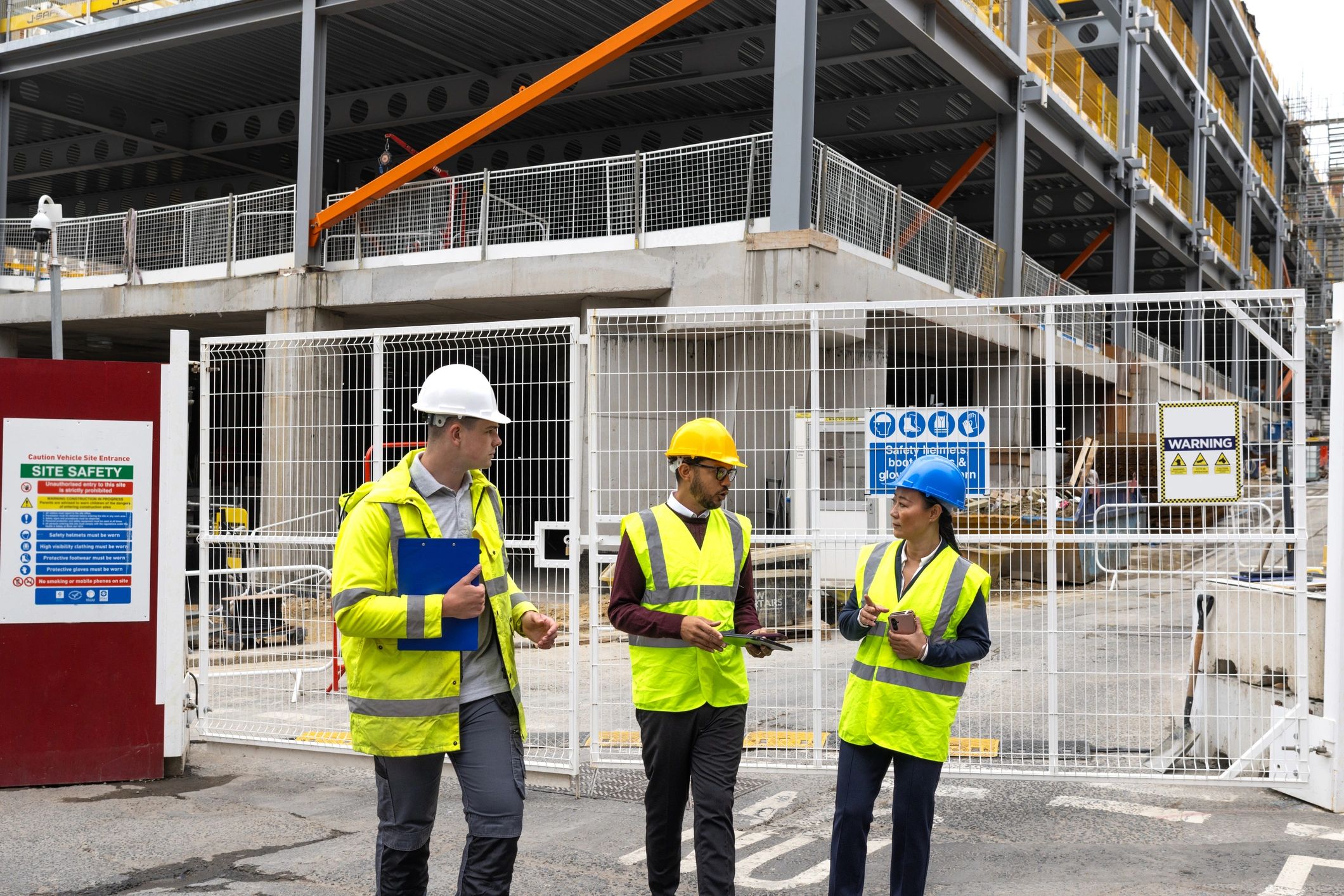 Commercial cladding installation workers